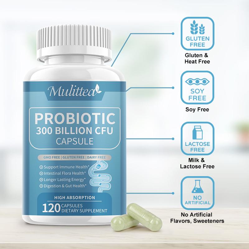 Mulittea Probiotics 300 Billion CFUs Supplement With Cranberry For Digestive Health ,Promoting Intestinal Health & Urinary Health & Immune System Health