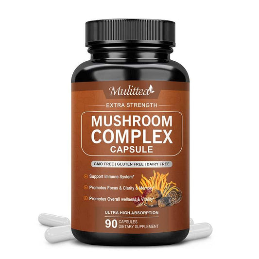 MULITTEA Mushroom Complex Capsule Supplement for Memory Focus,Immune