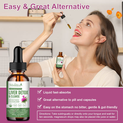 Liver Health Liquid Drops – 21-in-1 Herbal Liver Cleanse & Detox Support with Milk Thistle (80% Silymarin), Artichoke, Dandelion, Turmeric & Zinc – Alcohol-Free, Vegan, 2 Fl.oz
