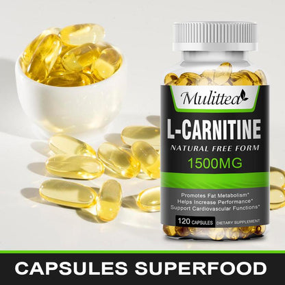 MULITTEA L-Carnitine 1,500 mg Capsules – Natural Energy & Focus Support, 120 Count