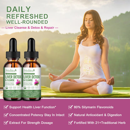 Liver Health Liquid Drops – 21-in-1 Herbal Liver Cleanse & Detox Support with Milk Thistle (80% Silymarin), Artichoke, Dandelion, Turmeric & Zinc – Alcohol-Free, Vegan, 2 Fl.oz