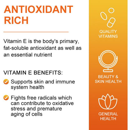 Vitamin E 1000 IU Antioxidant Supplements for Skin, Face, & Immune Health 2 Packs