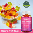 Collagen Gummies - Collagen Gummy Antioxidant with Biotin, Zinc, Vitamins C & E - For Hair, Skin and Nails , 2000mg 60ct