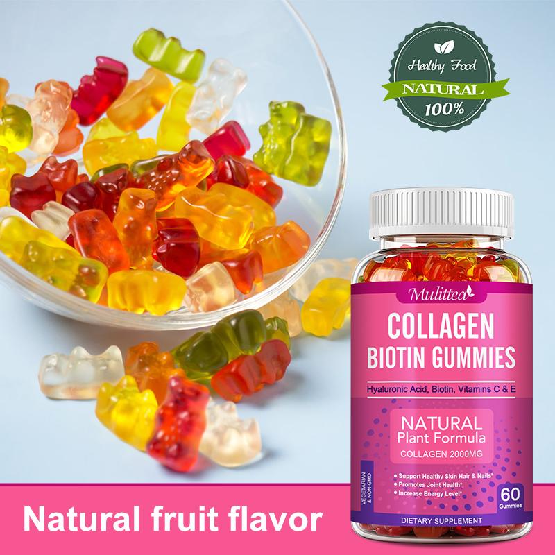 Collagen Gummies - Collagen Gummy Antioxidant with Biotin, Zinc, Vitamins C & E - For Hair, Skin and Nails , 2000mg 60ct
