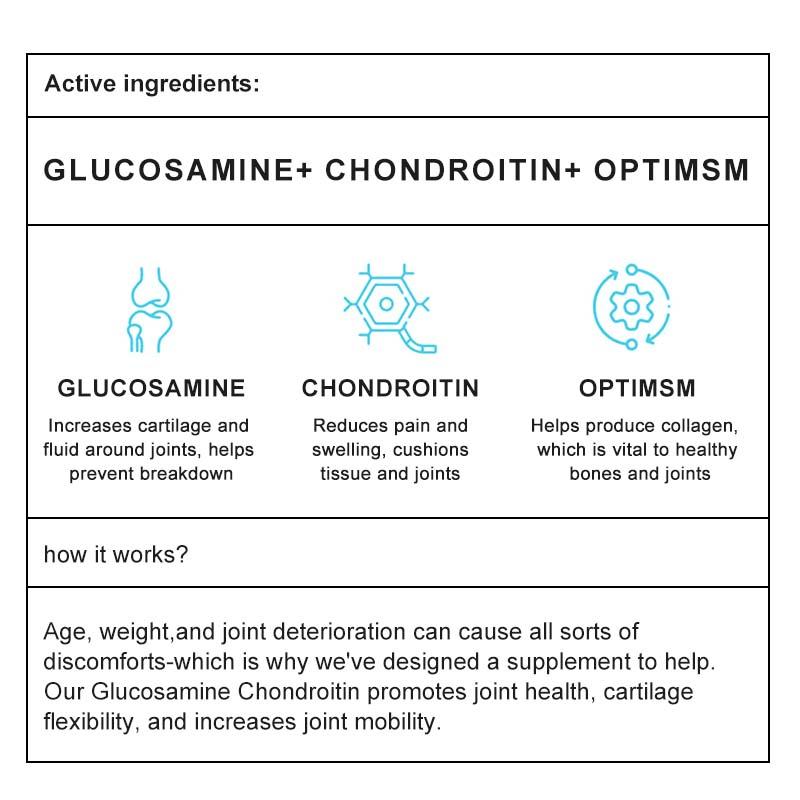 Glucosamine Chondroitin for Joint Support&health Complex with Additional OptiMSM and Collagen Peptides for Hair, Skin, and Nails