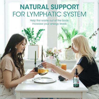 Lymphatic Drainage Drops – Vegan 11-in-1 Herbal Blend for Lymph System Support & Detox – Echinacea, Elderberry, Thyme & More – 2 Fl.oz