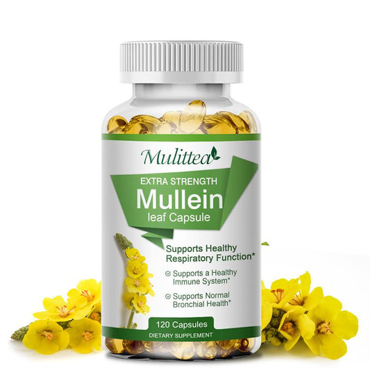 Natural Mullein Leaf Capsules Herbal Supplement  for Lung Cleanse  Supports Healthy Respiratory Function & Mucous Membranes