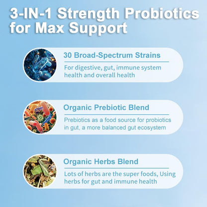 Mulittea Probiotics 300 Billion CFUs Supplement With Cranberry For Digestive Health ,Promoting Intestinal Health & Urinary Health & Immune System Health