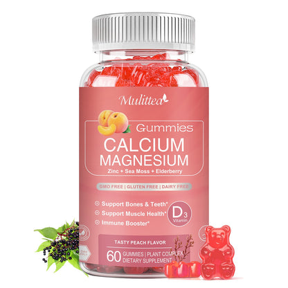 Mulittea Peach Flavor Calcium Magnesium Zinc Gummies – Sugar-Free & Highly Absorbed