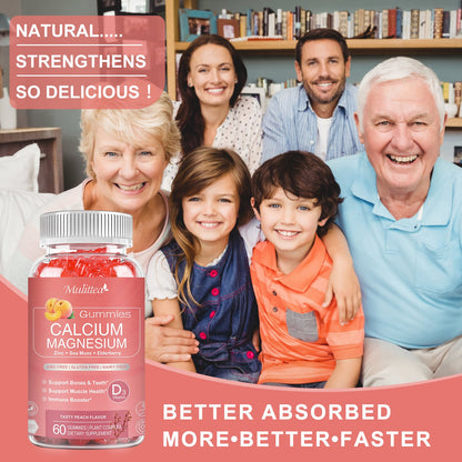 Mulittea Peach Flavor Calcium Magnesium Zinc Gummies – Sugar-Free & Highly Absorbed