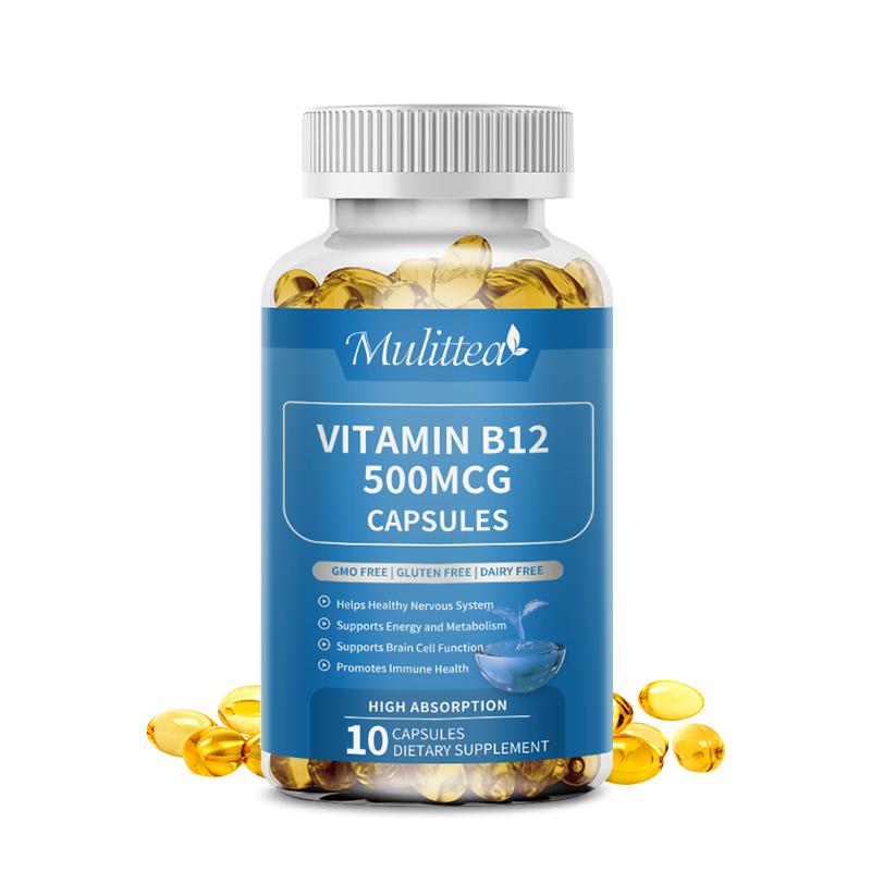 Mulittea Vitamin B12 500mcg (as Cyanocobalamin) Supports Energy Production Promote Good Mood & Aid Immune System