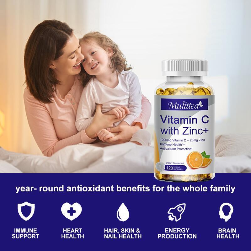 Vitamin C With Zinc Vitamin C 1000mg And Zinc 20mg for Immune Support ,Powerful Antioxidant & Energy Production