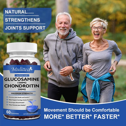 Joint Support Gummies with Glucosamine & Chondroitin – Relieves Occasional Discomfort, Promotes Cartilage Health, 60 Count
