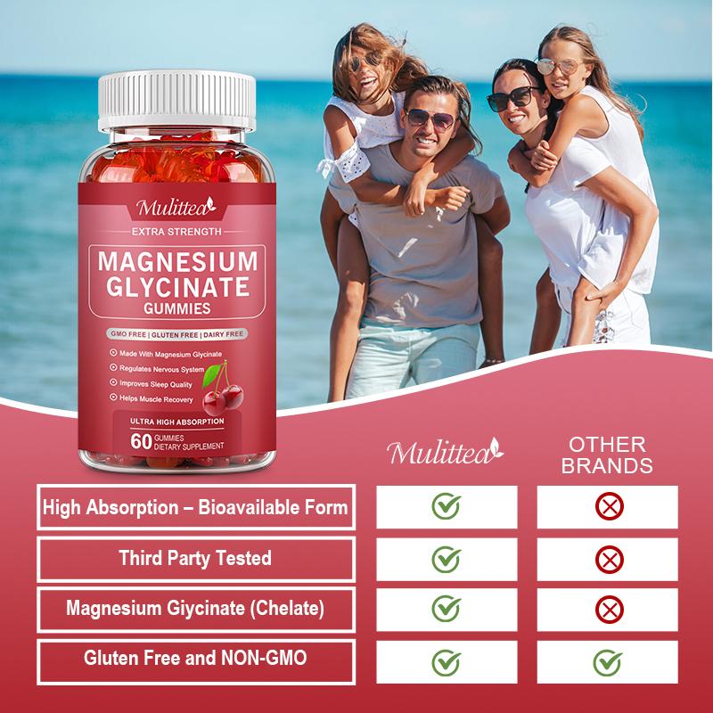 Mulittea Magnesium Glycinate Gummies Supports Muscle Recovery Boosts Energy Calm Support