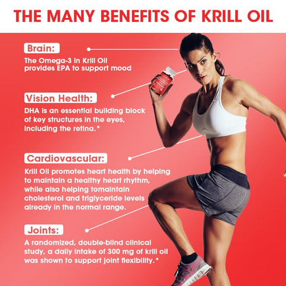 Mulittea Fish Oil + Krill Oil with EPA, DHA & Astaxanthin Supports Joint, Skin, Brain & Eye Health