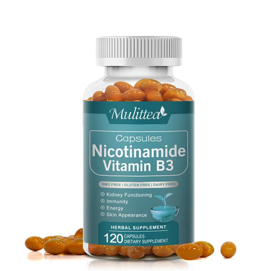 Nicotinamide with CoQ10 Vitamin B3 500mg Coenzyme Q10 Capsules To Support Energy,Skin Cell &amp;Brain Health