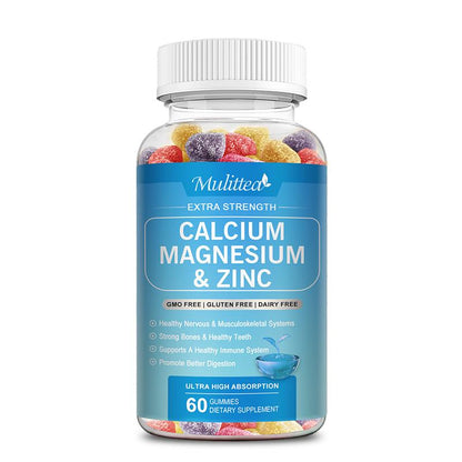 Mulittea Calcium Magnesium Zinc Gluten Free Gummies Dietary Supplement