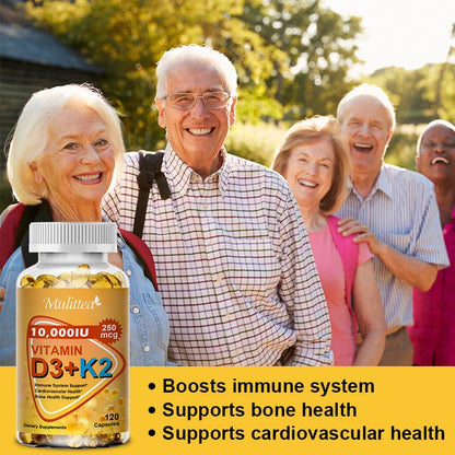 Vitamin D3 + K2 MK-7 Softgels – High Potency 10000 IU | Supports Calcium Absorption, Bone Strength, Joint Flexibility & Immune Health