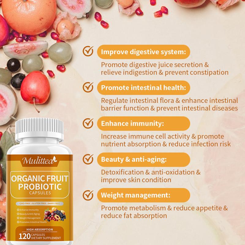 Organic Fruit Hard Capsules Improves digestive system, Promotes intestinal health, Enhance immunity, Beauty &amp; anti-aging, Weight management