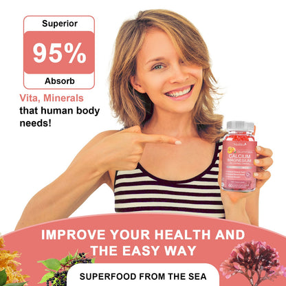 Mulittea Peach Flavor Calcium Magnesium Zinc Gummies – Sugar-Free & Highly Absorbed