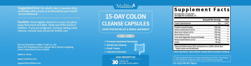 Colon Cleanse Capsules 15 Days