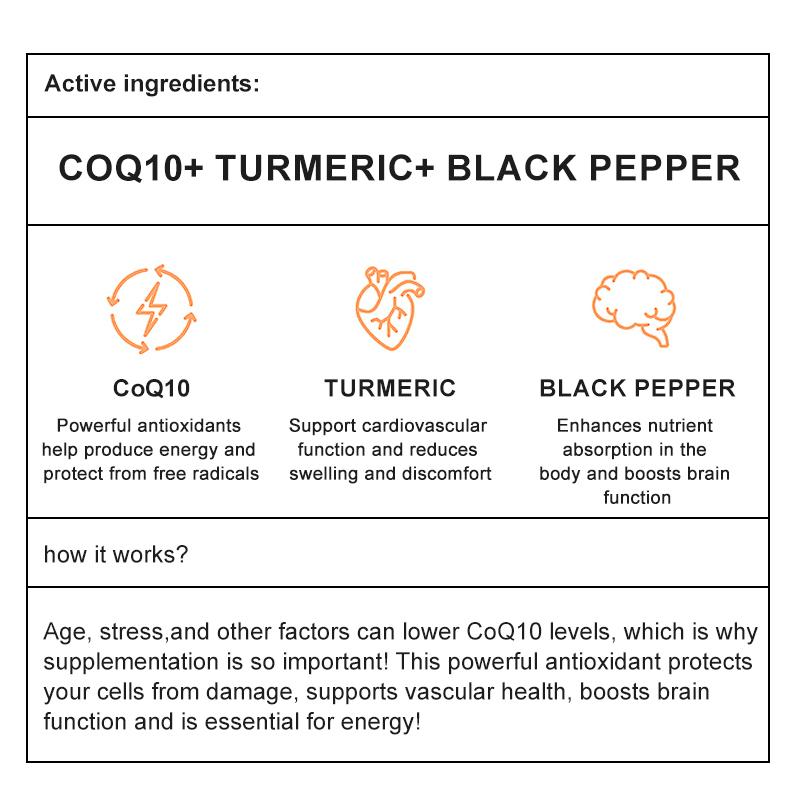 Mulittea Turmeric with Coenzyme Q10 for Mitochondrial Health,Heart Health, Joint Support,Healthy Brain Function&Immune Booster