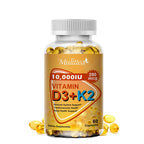 Vitamin D3 + K2 MK-7 Softgels – High Potency 10000 IU | Supports Calcium Absorption, Bone Strength, Joint Flexibility & Immune Health