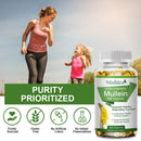 Natural Mullein Leaf Capsules Herbal Supplement  for Lung Cleanse  Supports Healthy Respiratory Function & Mucous Membranes