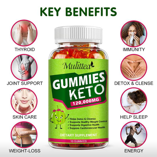 Mulittea Keto ACV Gummies (60 Count) | 120,000mg ACV Strength | Metabolism & Digestion Support