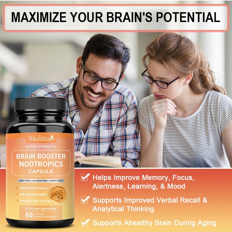 Mulittea Brain Booster Nootropics 60pcs Capsules Dietary Supplement