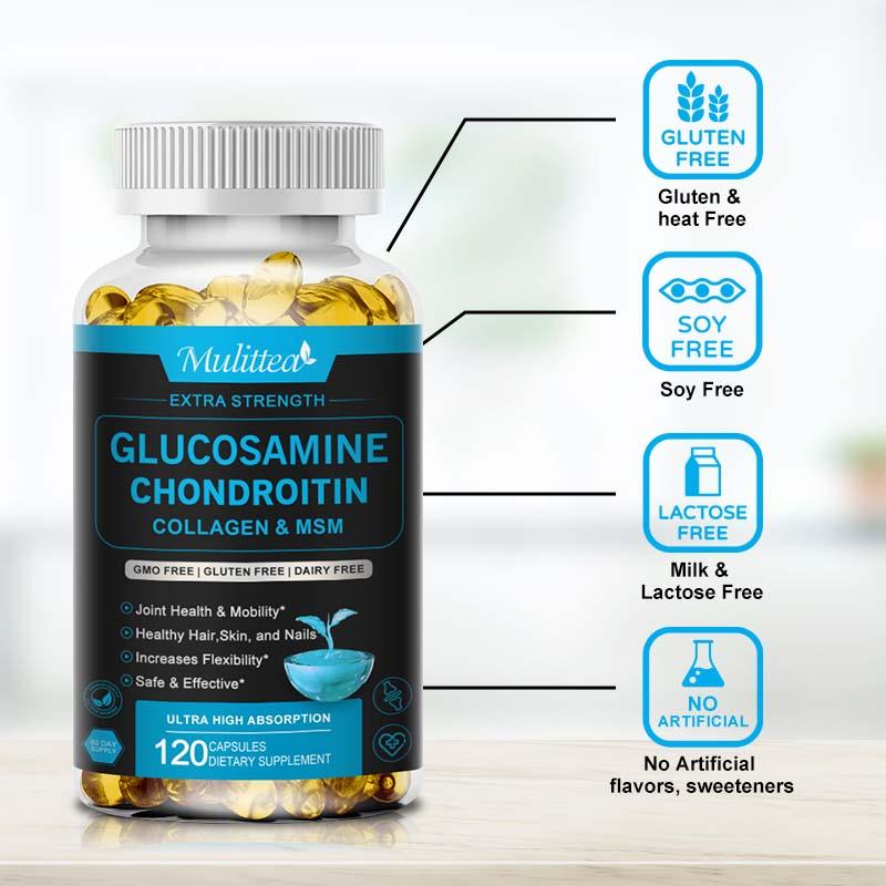 Glucosamine Chondroitin for Joint Support&health Complex with Additional OptiMSM and Collagen Peptides for Hair, Skin, and Nails