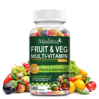 Mulittea Fruit & Veggie Gummies (60 counts) | Whole Food Multivitamin + Fiber | Energy & Immune Support