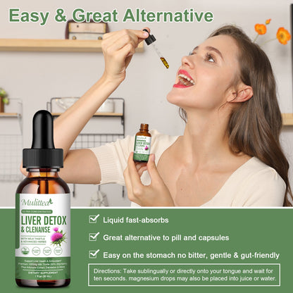 Liver Health Liquid Drops – 21-in-1 Herbal Liver Cleanse & Detox Support with Milk Thistle (80% Silymarin), Artichoke, Dandelion, Turmeric & Zinc – Alcohol-Free, Vegan, 2 Fl.oz
