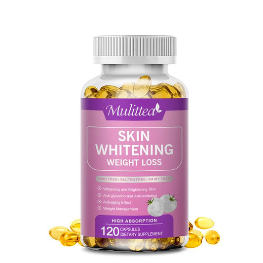 Mulittea Glutathione Whitening Capsules With White Tomato Skin Brightening Supplement Supports Beautiful and Radiant Skin Anti-aging Antioxidant & Detoxification Body Shaping