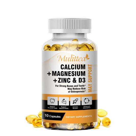 MULITTEA Calcium Magnesium Zinc Capsules with Vitamind3 for Strong Bones & Teeth|Heart, Nerve & Immune Function Support