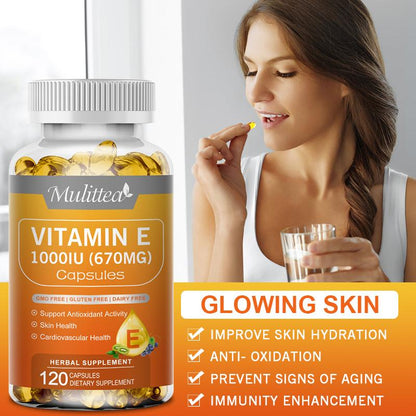 Vitamin E 1000 IU Antioxidant Supplements for Skin, Face, & Immune Health 2 Packs