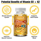 Vitamin D3 + K2 MK-7 Softgels – High Potency 10000 IU | Supports Calcium Absorption, Bone Strength, Joint Flexibility & Immune Health