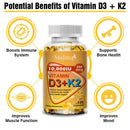 Vitamin D3 with K2(mk7) Softgel for Boosting Calcium Absorption, Bone &joint Health, Increase Immunity