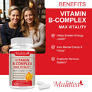 Mulittea Vitamin B-Complex B12 Pills for Max Vitality & Sustained Energy Support Aids Mental Clarity & Focus Promotes Healthy Nervous System