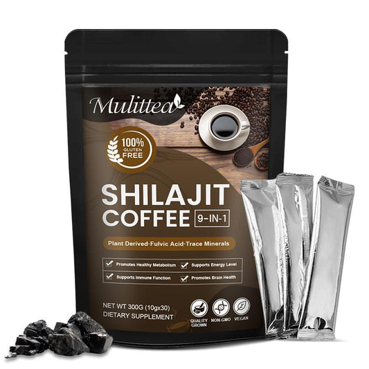 Mulittea Shilajit Coffee for Men & Women Fulvic Acid Shilajit & Ashwagandha Supplement for Focus, Strength, Immunity & Energy