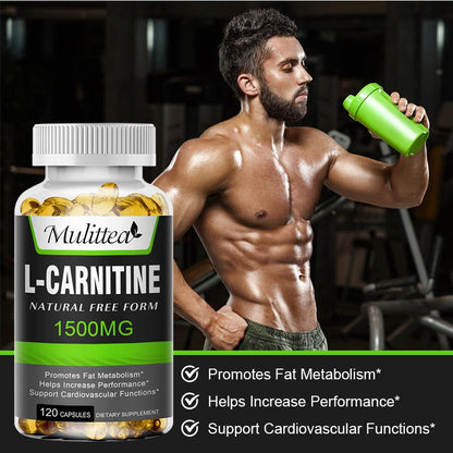 MULITTEA L-Carnitine 1,500 mg Capsules – Natural Energy & Focus Support, 120 Count