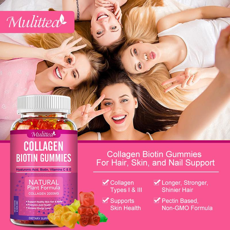 Collagen Gummies - Collagen Gummy Antioxidant with Biotin, Zinc, Vitamins C & E - For Hair, Skin and Nails , 2000mg 60ct
