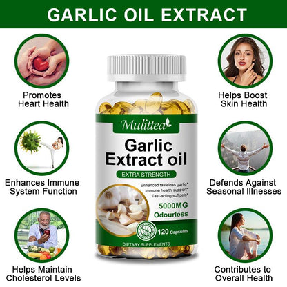 MULITTEA Organic Odorless Garlic Capsules 5000mg – Heart, Immune & Digestive Support Softgels