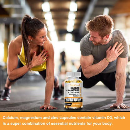 MULITTEA Calcium Magnesium Zinc Capsules with Vitamind3 for Strong Bones & Teeth|Heart, Nerve & Immune Function Support