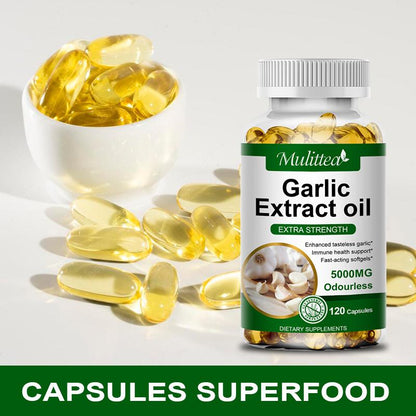 MULITTEA Organic Odorless Garlic Capsules 5000mg – Heart, Immune & Digestive Support Softgels