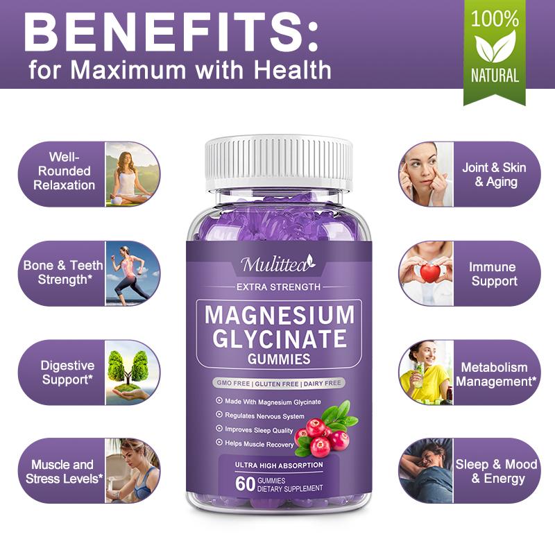 Mulittea Magnesium Glycinate Gluten Free Gummies