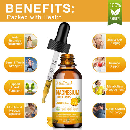 Magnesium 500mg Liquid Drops – High Absorption Formula for Relaxation & Sleep Support – Vegan & Sugar-Free