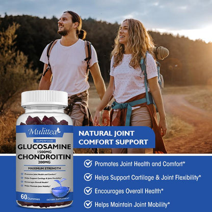 Joint Support Gummies with Glucosamine & Chondroitin – Relieves Occasional Discomfort, Promotes Cartilage Health, 60 Count