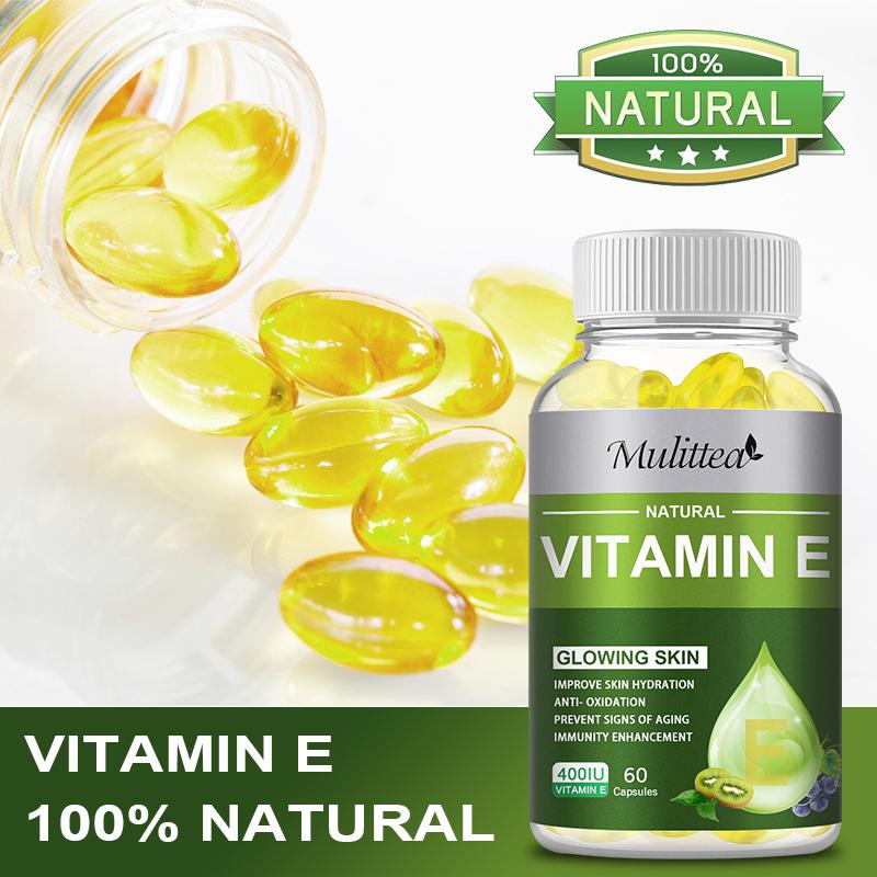 Mulitta Vitamin E 400IU Grape Seed Oil Vitamin E Facial Skin Antioxidant Healthy Bone And Teeth Improve Immunity Oral Imported Beauty Chloasma Anti-aging Supplement