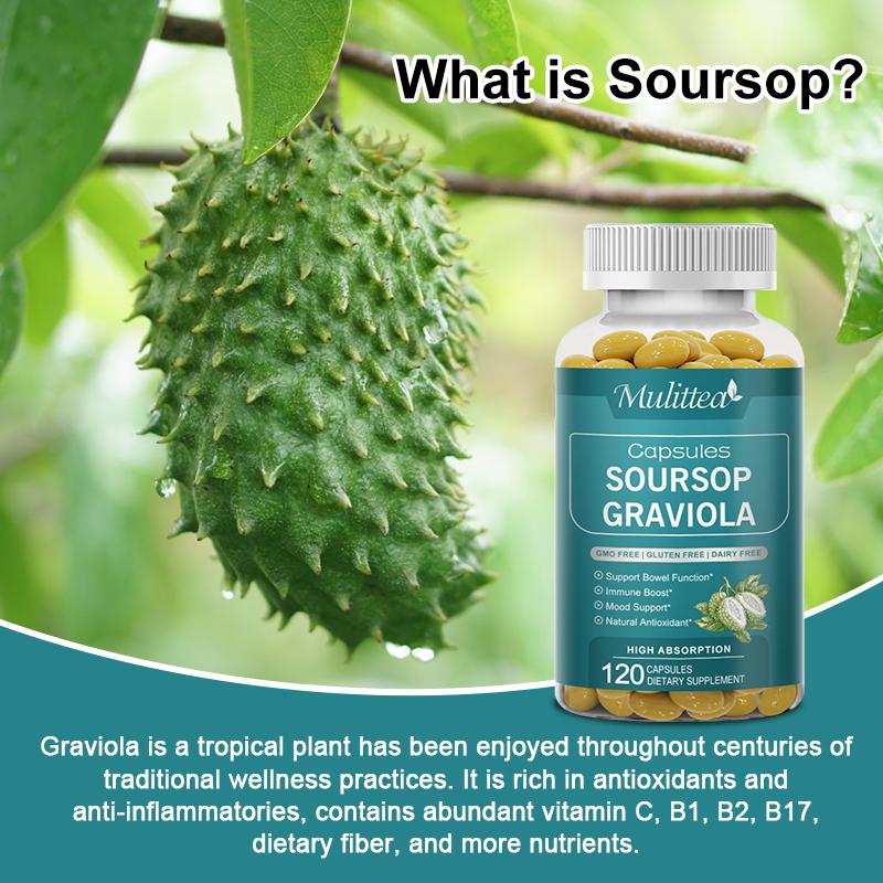 Soursop Graviola 120 Capsules Dietary Supplement For Immune Boost